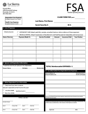 Dependent Care Expense Claim Form