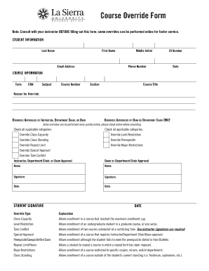 Course Override Form