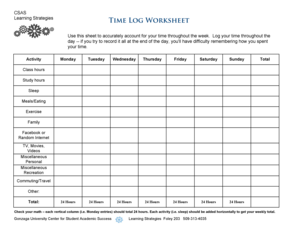 Time log template - Time Log Worksheet - Gonzaga University - gonzaga