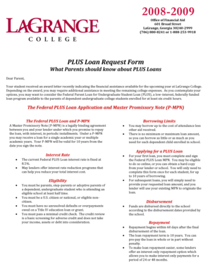 Federal PLUS Loan Request Form