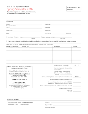 Juilliard School Evening Division Registration Form