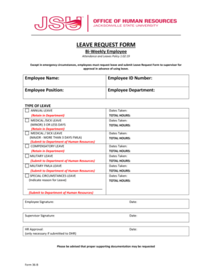 Simple leave form template - form 36b