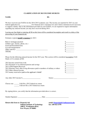 2013 Income Sources Clarification Form
