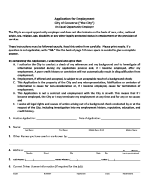 City of Converse Job Application