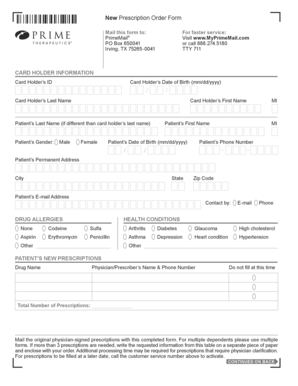 New Prescription Order Form