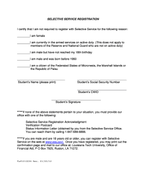 Selective Service Registration Form