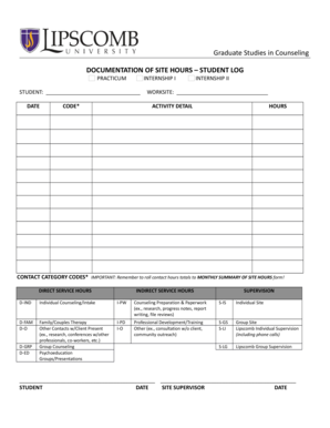 Student Log for Counseling Practicum