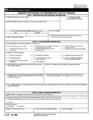 VA Form 22-1995 Request for Change of Program or Place of Training