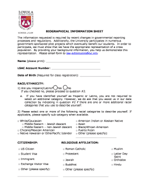 Biographical Information Sheet