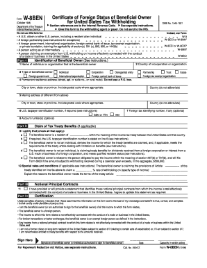Form W-8BEN Certificate of Foreign Status