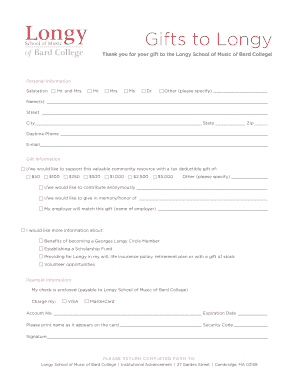 Longy School of Music Donation Form