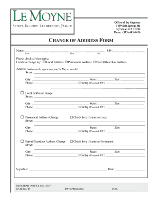 Change of Address Form