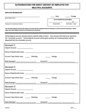 Authorization for Direct Deposit of Employee Pay
