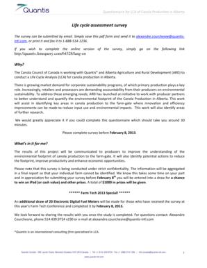 Canola Production Life Cycle Assessment Survey