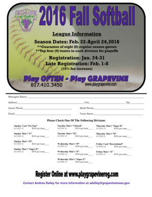 Meeting sign in sheet - League Information Season Dates Feb 22-April 242016 - grapevinetexas