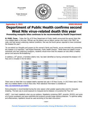 Blood pressure log aha - September 3 2015 NEWS RELEASE Department of Public Health - elpasotexas