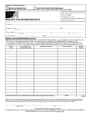 Medical Care Flexible Spending Account Reimbursement Form