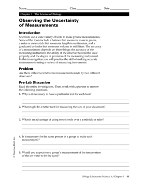 Biology Measurement Lab Worksheet