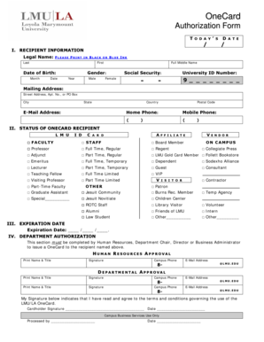OneCard Authorization Form