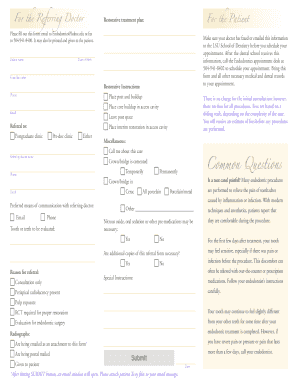 LSU School of Dentistry Endodontics Referral Form