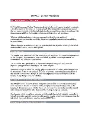 EMTALA On-Call Physicians Policy