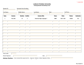 Undergraduate Scheduling Form