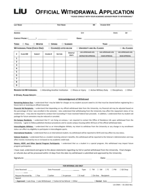 Official Withdrawal Application