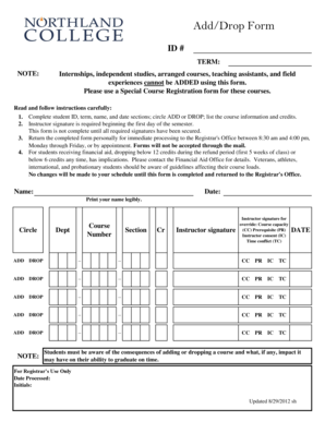 Add/Drop Form