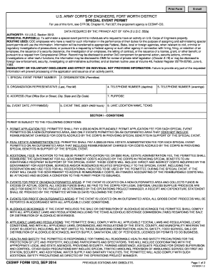 Volunteer time sheet template - CESWF FORM 1213 Special Event Permit SEP 2014 CESWF FORM 1213 Special Event Permit SEP 2014