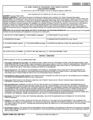 US Army Corps of Engineers Lake Activity Permit