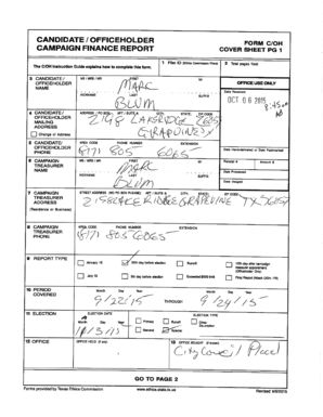 Gym day chart - CANDIDATE OFFICEHOLDER FORM CO CAMPAIGN FINANCE REPORT - grapevinetexas