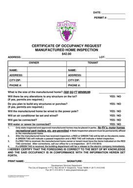 Paycheck math worksheet - CERTIFICATE OF OCCUPANCY REQUEST MANUFACTURED HOME - grapevinetexas