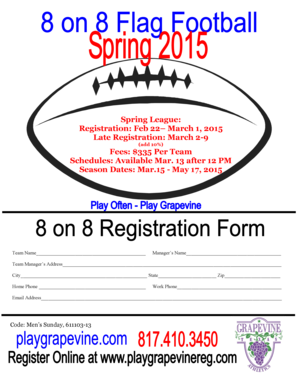 Marketing plan dc - Spring League Registration Feb 22 March 1 2015 Late - grapevinetexas