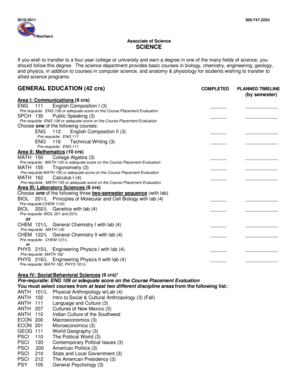 Associate of Science in Science Degree Plan