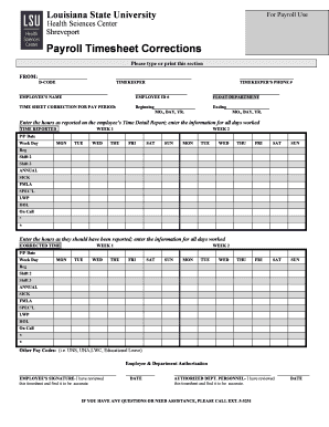 Payroll Timesheet Correction Form