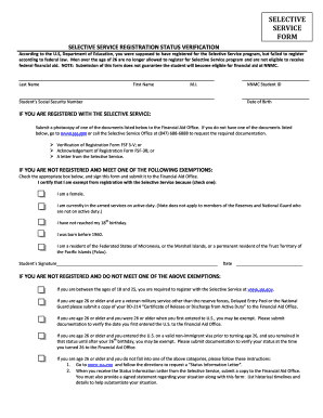 Selective Service Registration Status Verification Form