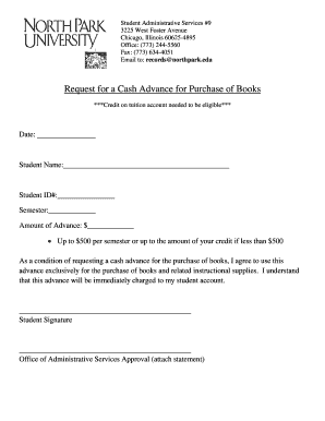 Request for Cash Advance for Books