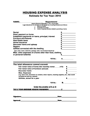 Housing Expense Analysis Form