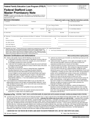 Federal Stafford Loan Master Promissory Note