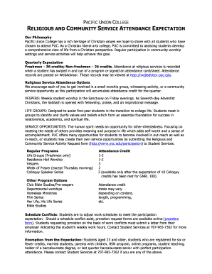 Pacific Union College Religious Service Attendance Policy