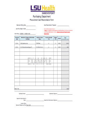 Procurement Card Reconciliation Form