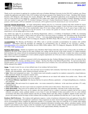 Northern Michigan University Residence Hall Application