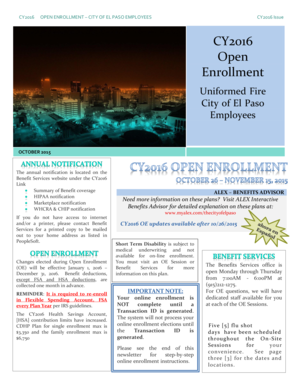 CY2016 Open Enrollment - elpasotexasgov