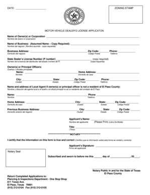 Project proposal example - DATE ZONING STAMP - El Paso Texas - elpasotexas