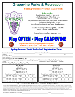 Order form template google docs - SpringSummer Youth Basketball - grapevinetexas