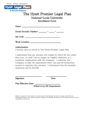 Hyatt Premier Legal Plan Enrollment Form