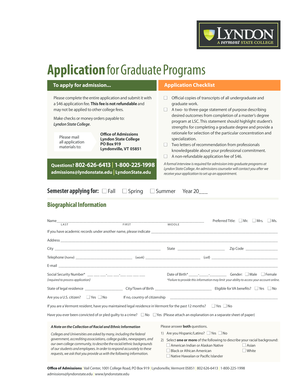 Application for Graduate Programs - Lyndon State College - lyndonstate