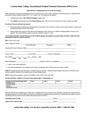 International Student Financial Statement Form