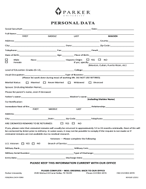 Personal Data Form