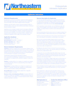 Northeastern Illinois University Undergraduate Admission Application
